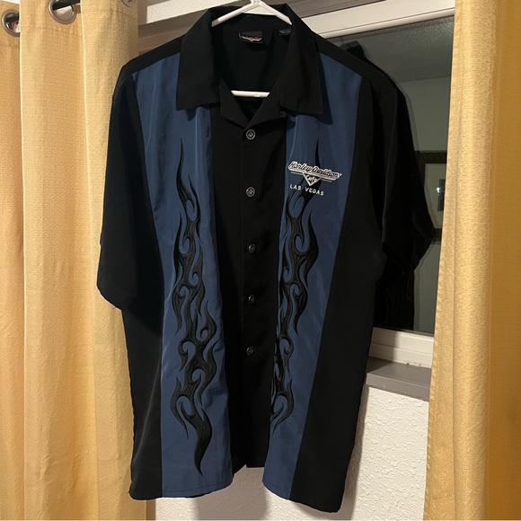 Harley-Davidson Black and Blue Flame Shirt - Picture 6 of 6
